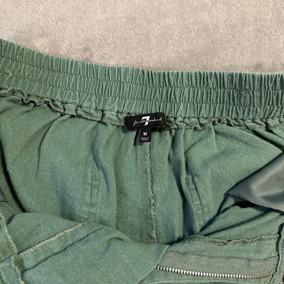 7 For All Mankind Linen Cargo Pants Womens Medium Green Lightweight Wide Leg - Picture 5 of 11